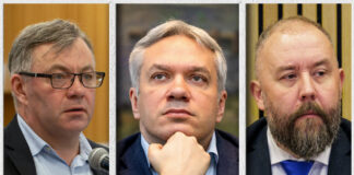 Председатель фракции «Отечество» в Пярнуском городском собрании Сийм Суурсильд (слева), председатель Пярнуского городского собрания Андрей Коробейник и председатель Пярнуского окружного отделения EKRE Вальмар Весте хотят создать в летней столице новую правящую коалицию. Фото: Pärnu Postimees